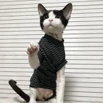 Breathable Stripes Tank Tops for Cats - Black