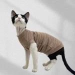 Breathable Stripes Tank Tops for Cats - Brown