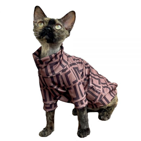 Shirts for Cats-Devon Rex wears fendi shirt