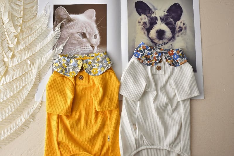 Elegant Sphynx Cat T-shirts | Floral collar literary style T-shirts