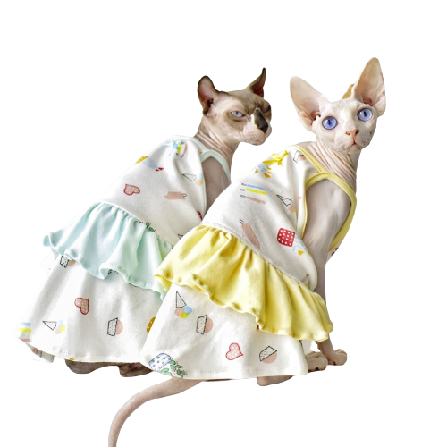 Vestidos para Gatos-dos Sphynx llevan vestido