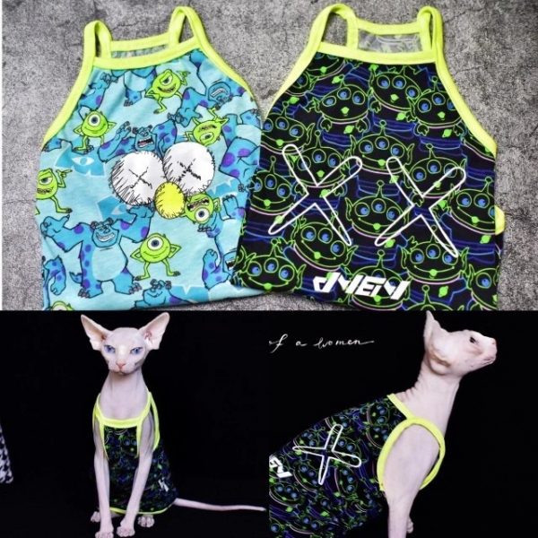 Hairless Cat Tank Top | Black "Sesame Street" Style Tank Top for Sphynx