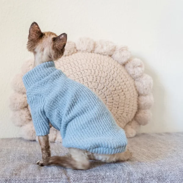 Blue Turtleneck Sweater for Cats