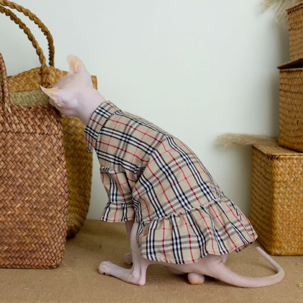 Burberry Cat Clothes | "Burberry" Vestido Clássico, Roupa de Gato para Gatos