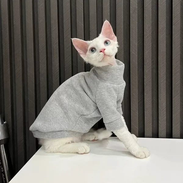 Camisola para Gato Sólido Cor Cinza para Gato Sem Cabelo