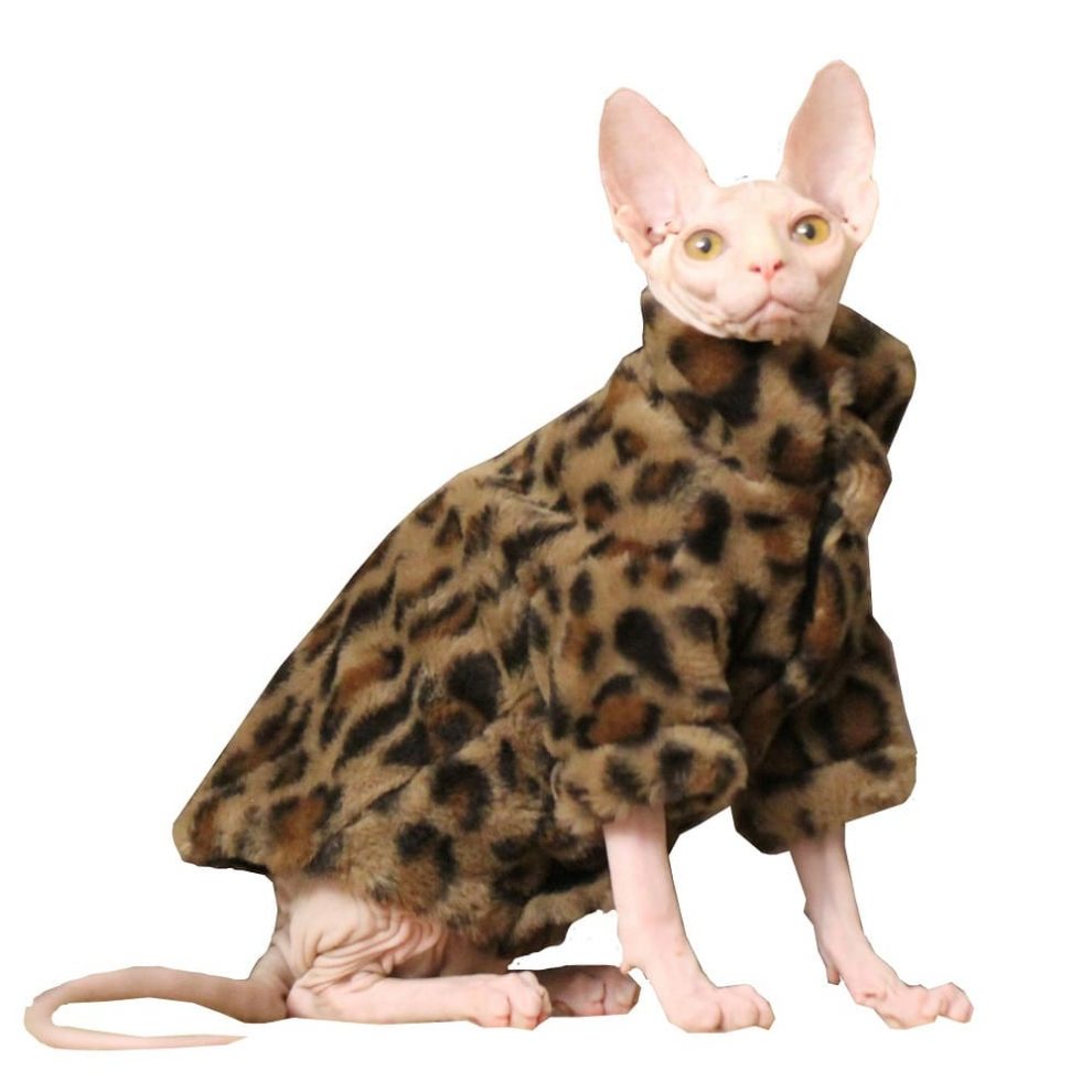 Cat Wearing Winter Cloth Sphynx Cat Winter Coat, Reversible Fleece