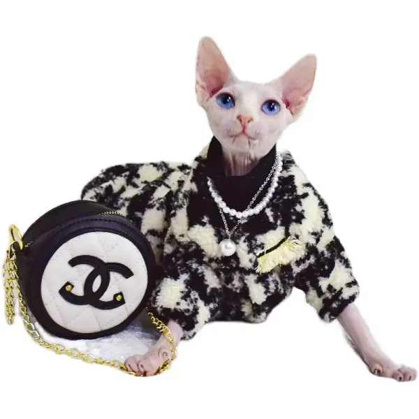Casacos Chanel para Gatos-Sphynx Cat Chanel Coat