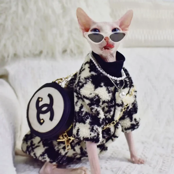 Casacos Chanel para Gatos-Sphynx Cat Chanel Coat