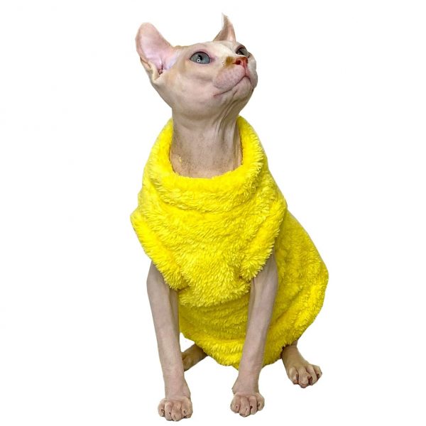 Fantasias giras para gatos | Fantasias amarelas para o Sphynx
