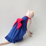 Cute Outfits for Cats | Blue Suspender Dress, Sphynx Clothes for Cats