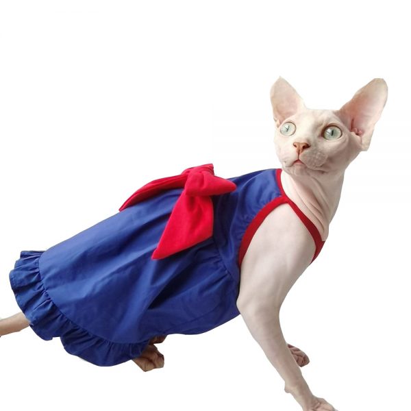 Niedliche Outfits für Katzen | Blaues Hosenträgerkleid, Sphynx-Kleidung für Katzen