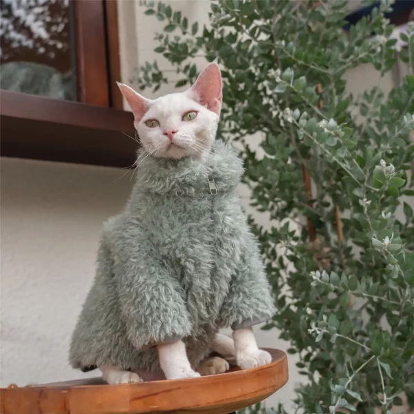 Faux Camel Hair Coat for Cats - Green