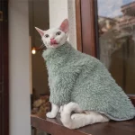 Faux Camel Hair Coat for Cats - Green