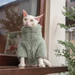 Faux Camel Hair Coat for Cats - Green