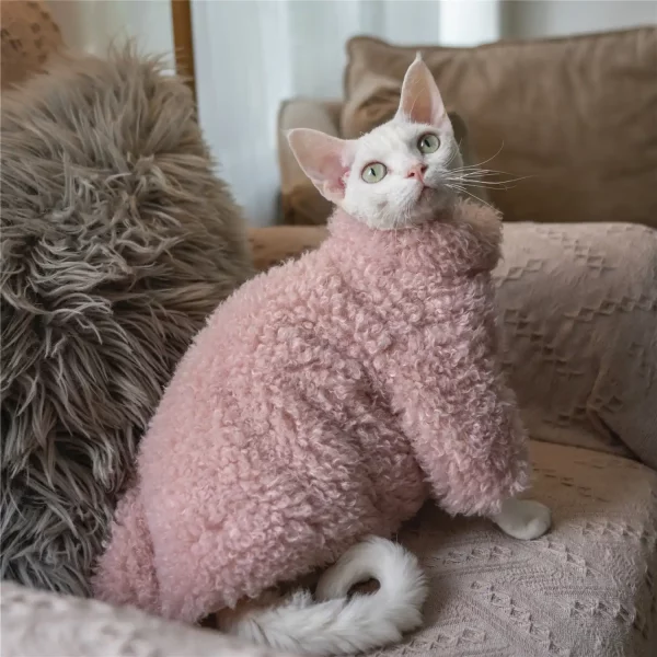 Faux Camel Hair Coat for Cats - Pink