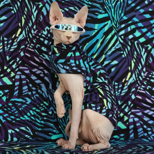 猫のためのハロウィン衣装-コーデュロイ・シアン
