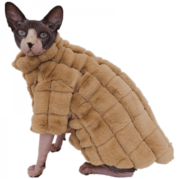 Haustier Katzenkleidung | haarlose Katze mit Wintermantel, Kaninchen Samt karierter Mantel