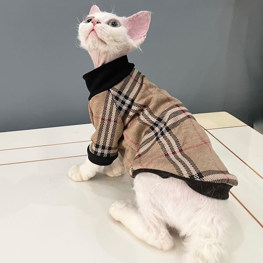 Chanel luxurious cat coat for Sphynx& Hairless Cat | Fashion winter jacket