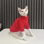 Solid Color Gray Sweater for Hairless Cat - Red