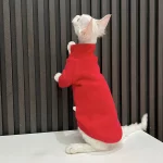 Solid Color Gray Sweater for Hairless Cat - Red