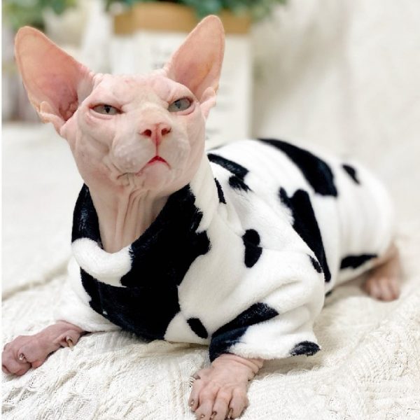 Sphynx Cat Cow Coat Cat Winter Coat, Sphynx CatCoral Fleece
