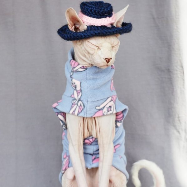 Cute Clothes For Sphynx | Cat Clothes-Pink Polar Fleece-Piglet