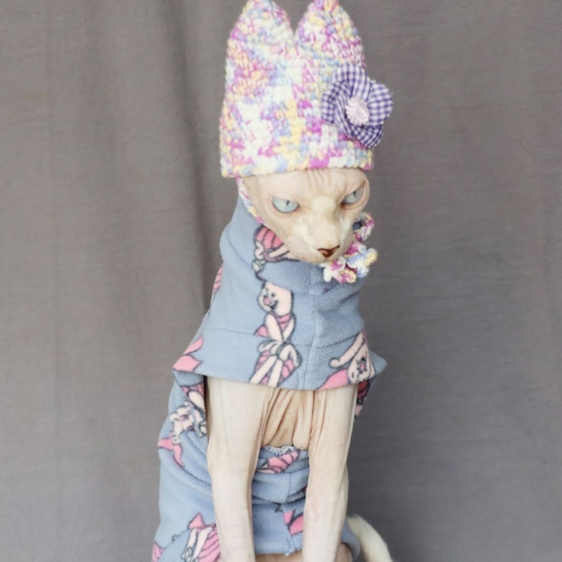 Cute Clothes For Sphynx | Cat Clothes-Pink Polar Fleece-Piglet