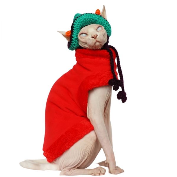 Mantel für Sphynx Katze | Katzen Wintermantel, Sphynx Katze-Coral Fleece