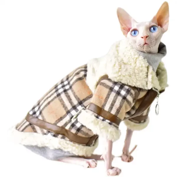 Sweater para Sphynx-Khaki Polar Fleece Sweater para gato