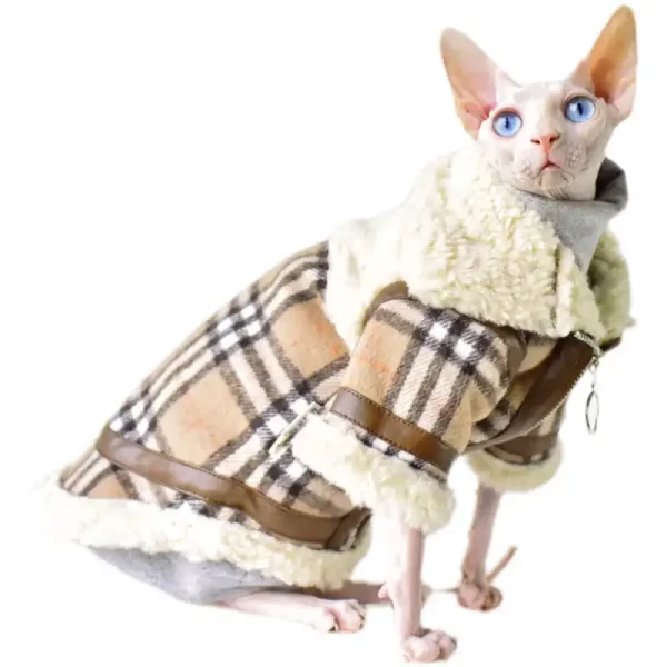 Sweater for Sphynx-Khaki Polar Fleece Sweater for Cat