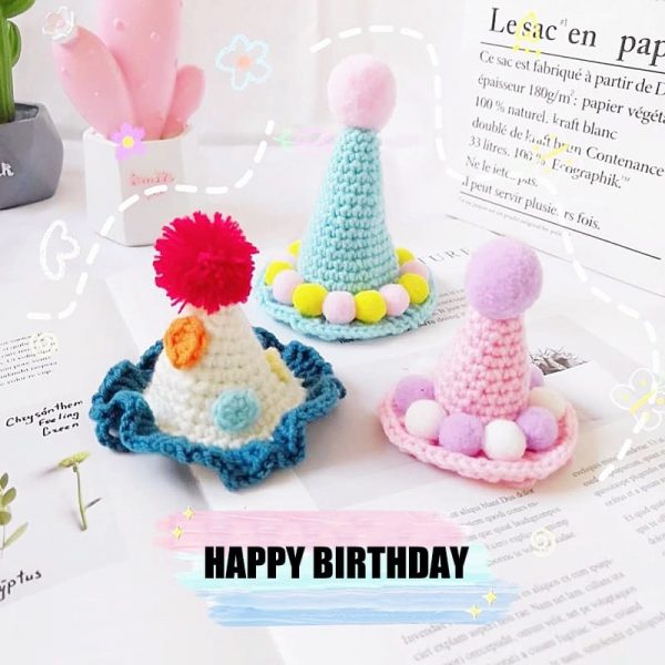 Sombreros de cumpleaños para gatos- Gorro de punto para helados