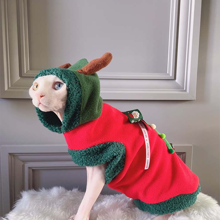 猫用クリスマスコスチューム｜スフィンクス用クリスマストゥリーキャットコスチューム