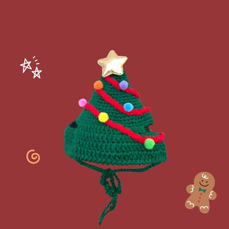 Рождественская шапочка для кошки - зеленая