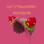 Niedliche Katze Wollmütze | Handgestrickte Wollmütze, Katze Erdbeer Kopfbedeckung
