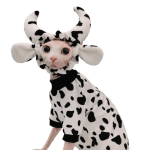 Vaca Camisetas para Gato Sphynx Algodón blanco y negro patrón de vaca