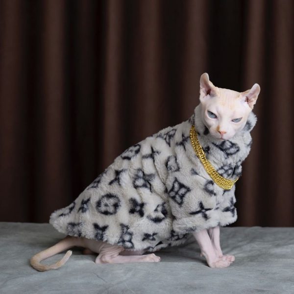 Chanel luxurious cat coat for Sphynx& Hairless Cat | Fashion winter jacket