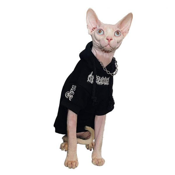 猫用ペットパーカー｜子猫用スウェット、黒衣猫ファッションパーカー