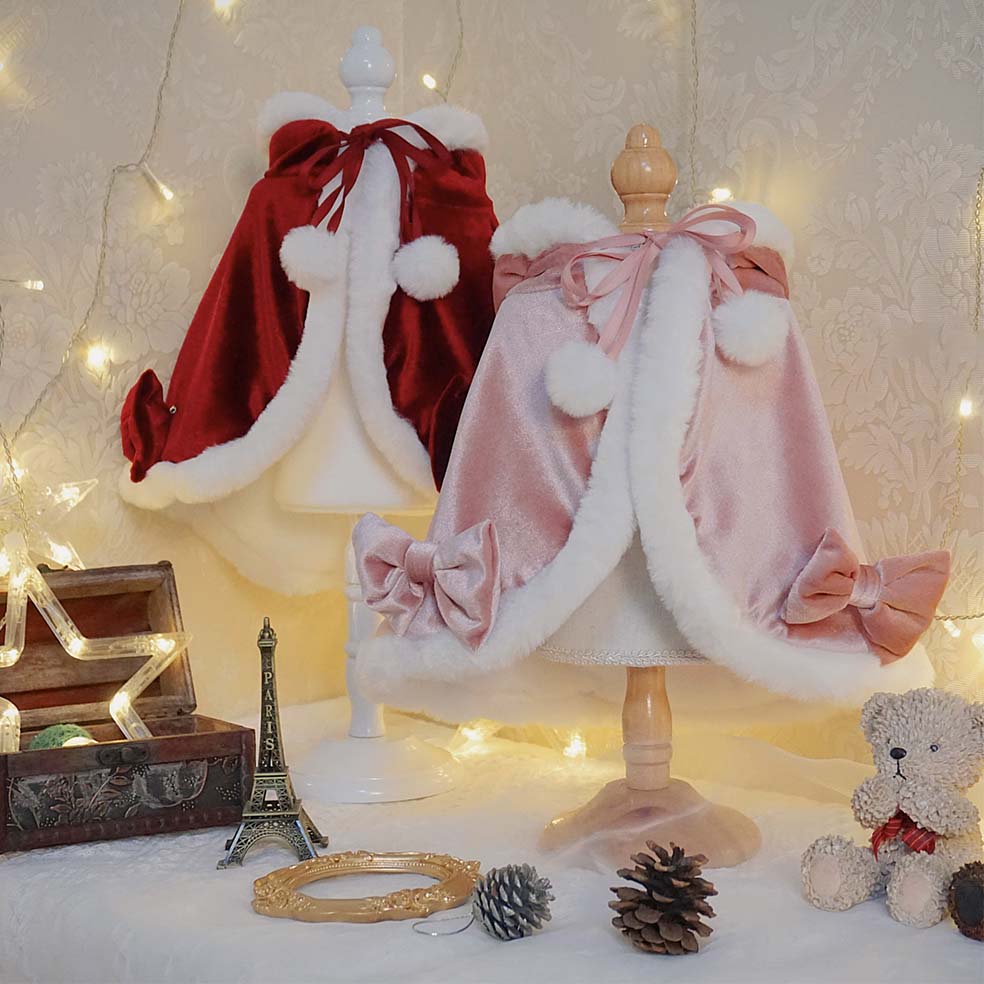 Christmas Outfit for Cats-pink &red cloak