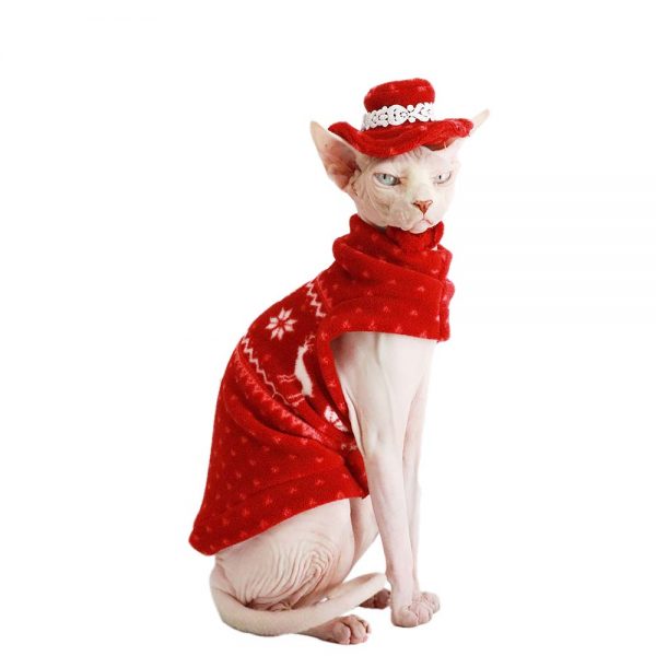 Christmas Sweaters for Cats-Sphynx wears Xmas sweater