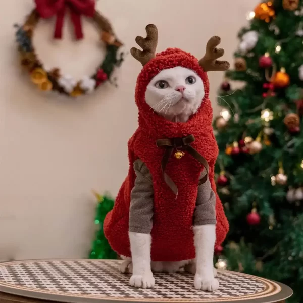 Weihnachtspullover für Katzen-Elchhörner