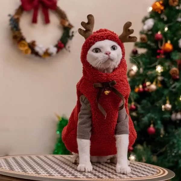 Christmas Sweaters for Cats-Elk Horns