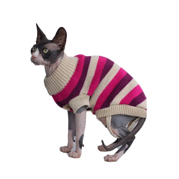 Turtleneck for Cats | Sphynx Cat Clothes with Leg Straps, Knitted Sweater