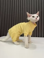 Sphynx Cat Onesie for Cat-Four-legged Yellow