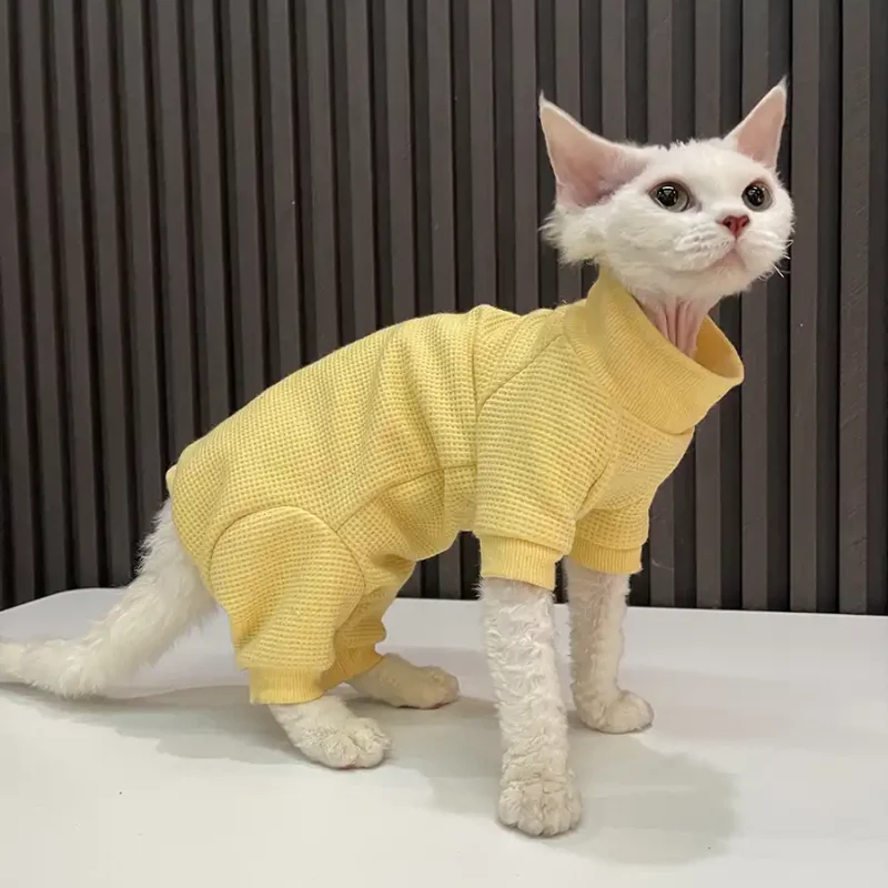 Sphynx Cat Onesie for Cat-Four-legged Yellow