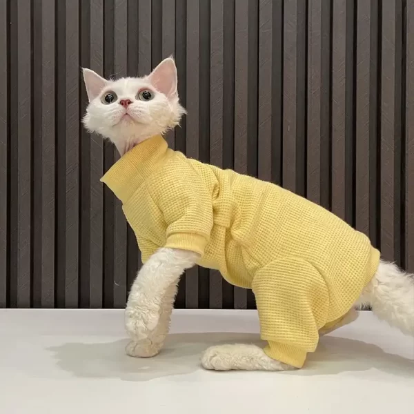 Sphynx Katzen Onesie für Katze-Vierbeiner Gelb