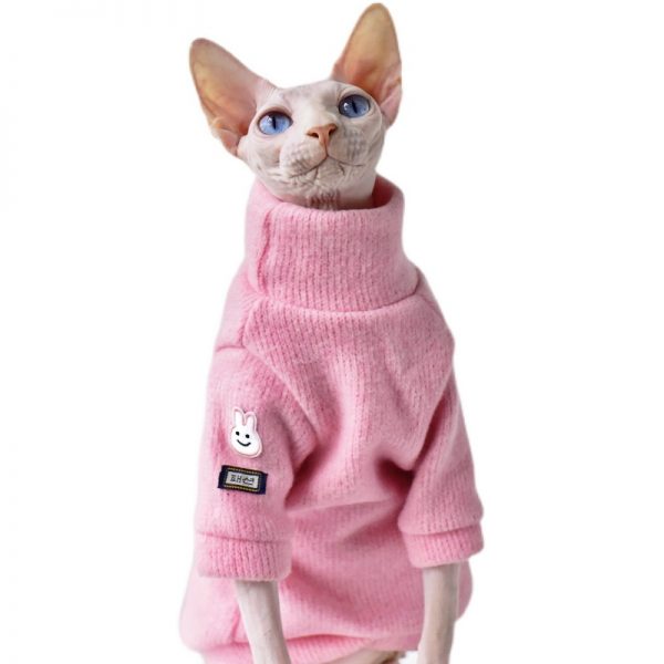 Camisola para Gatos | Sphynx Cat Clothes Sweater, Camisola Cor-de-Rosa para Gatos