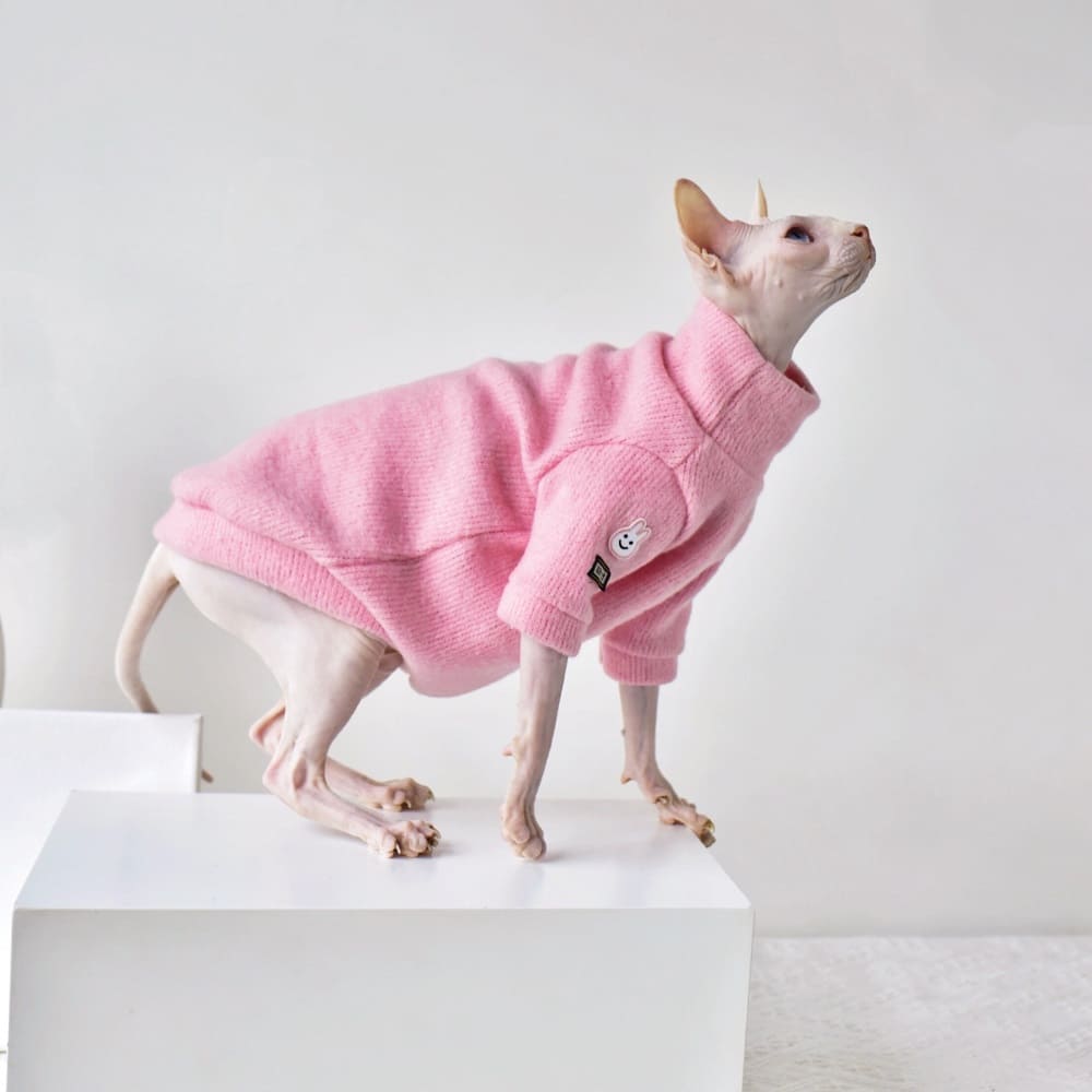 Katzen Pullover | Sphynx Katze Kleidung Pullover, rosa Pullover für Katze