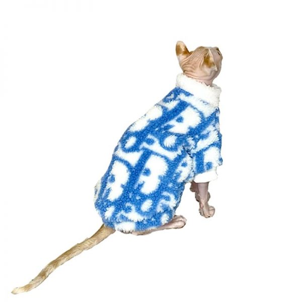Winterkleidung für Katzen-Sphynx trägt einen Mantel von Dior
