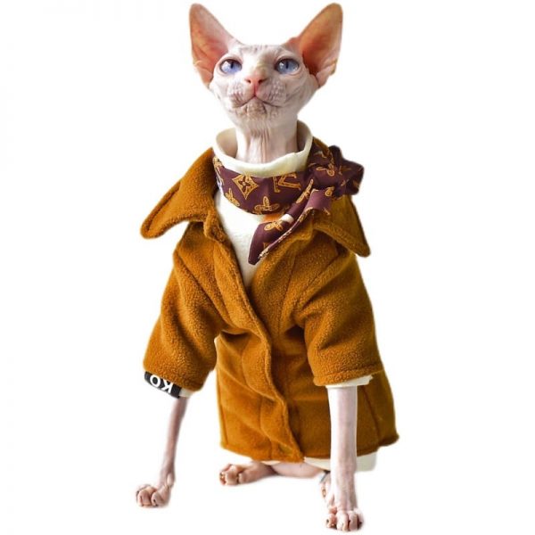 Chanel luxurious cat coat for Sphynx& Hairless Cat | Fashion winter jacket