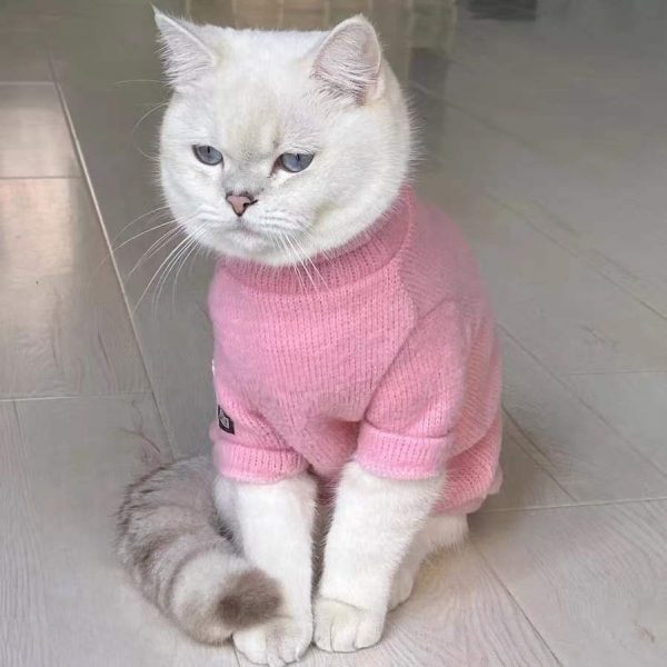 HCYD Cat clothing sweater warm autumn and winter cavity Cats Fenx cat clothes-Pink_XS 